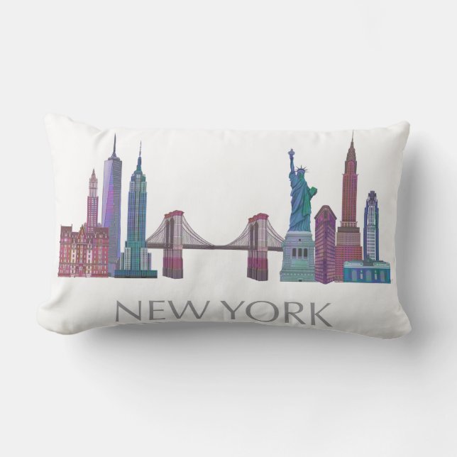 Coussin Rectangle Bâtiments couleur New York Skyline (Recto)