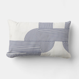 Coussin Rectangle Bauhaus bleu marine Design sur Crème