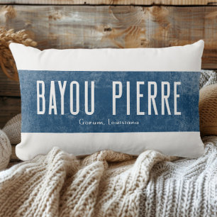 Coussin Rectangle Bayou Pierre Louisiane aspect denim