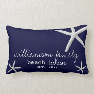 Coussin Rectangle Beach House Coastère Starfish Marine Blue