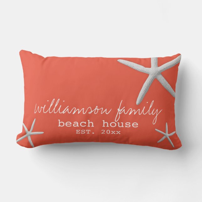 Coussin Rectangle Beach House Fécule côtière corail foncé (Recto)