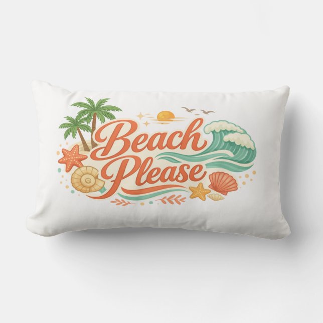Coussin Rectangle Beach Please Pillow (Recto)