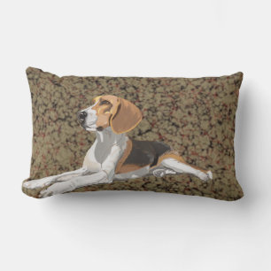 Coussin Rectangle Beagle au repos sur un fond marbré