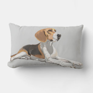 Coussin Rectangle Beagle blanc, noir et fauve