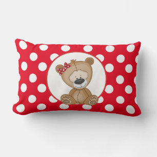 Coussin Rectangle Bear en peluche mignonne avec Pois