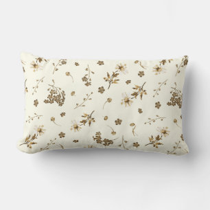 Coussin Rectangle Beau Beige Fleur sauvage Blanc ivoire Vintage