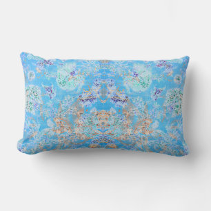 Coussin Rectangle Beau bleu pastel floral