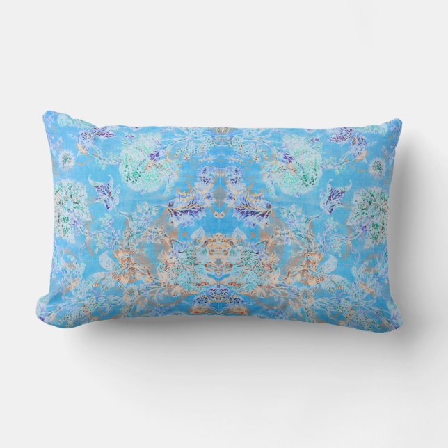 Coussin Rectangle Beau bleu pastel floral (Recto)