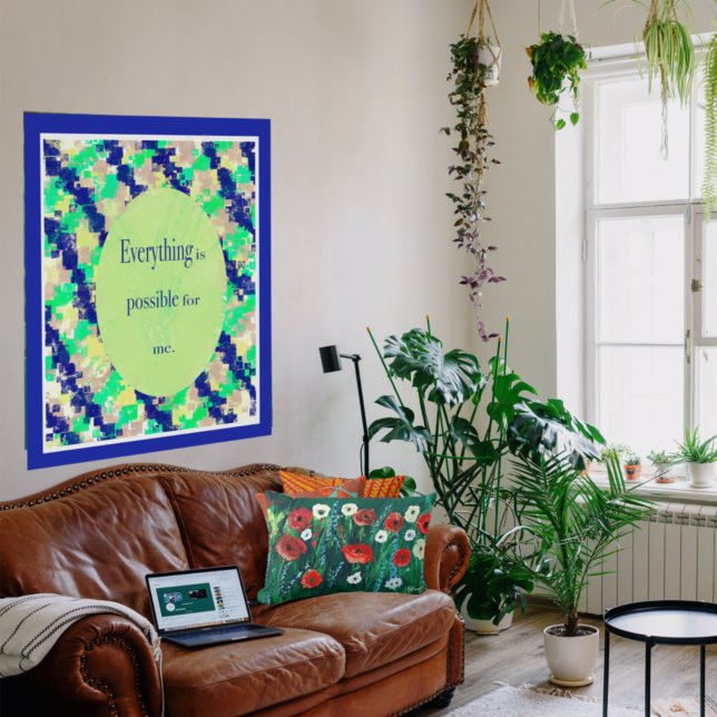 Coussin Rectangle Beau Fleur sauvage Acrylique Peinture Drk Gen Bkgd (Créateur téléchargé)