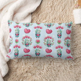 Coussin Rectangle Beau Floral Mason Jar Hearts Motif