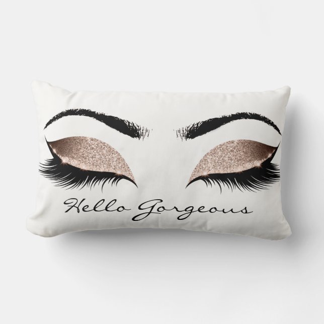 Coussin Rectangle Beauté blanche Lashes de maquillage rose Bonjour m (Recto)