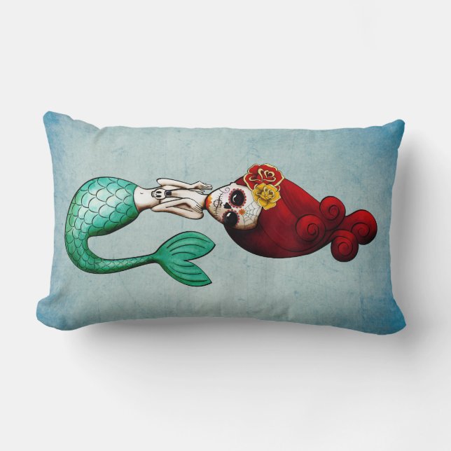 Coussin Rectangle Beauté de Dia de Los Muertos Mermaid (Recto)