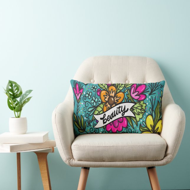 Coussin Rectangle Beauté de l'oreiller avec fleurs (Chaise)