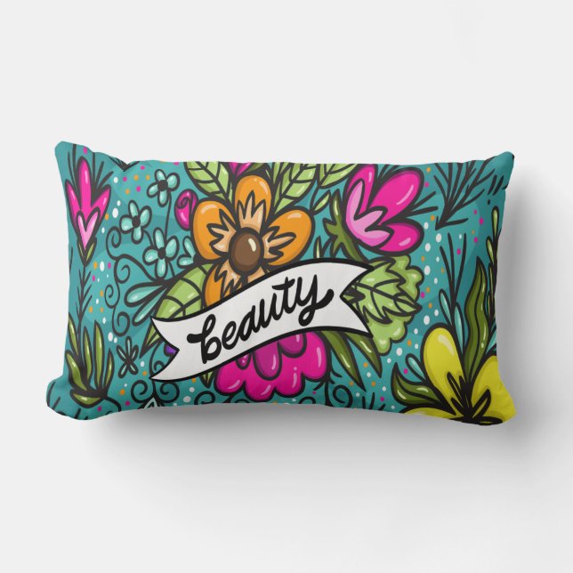 Coussin Rectangle Beauté de l'oreiller avec fleurs (Recto)