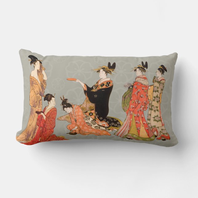 Coussin Rectangle Beaux carreaux japonais de conception d'art (Recto)