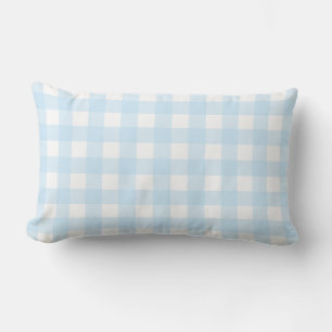 Coussin Rectangle Bébé Bleu et Blanc Grand Motif En vichy.