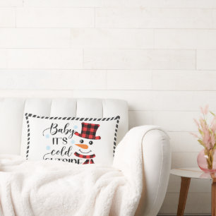 Coussin Rectangle Bébé c’est froid dehors typographie Snowman Holida