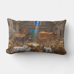 Coussin Rectangle Bébé Jésus Manger Nativité de Noël