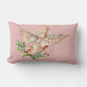 Coussin Rectangle belle colombe blanche avec sprig dans la bouche
