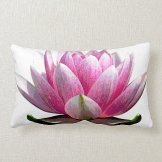 Coussin Rectangle Belle fleur de Lotus rose et blanc
