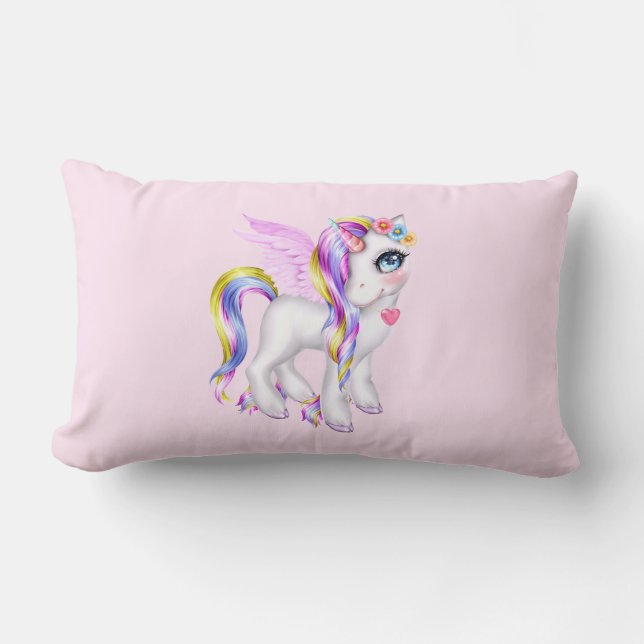 Coussin Rectangle Belle licorne avec Rainbow Mane (Recto)