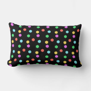 Coussin Rectangle Belles fleurs multicolores en noir