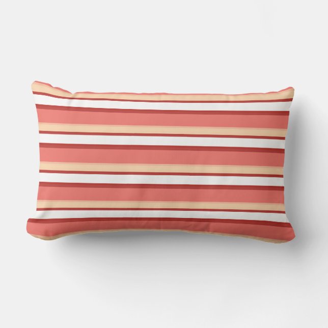 Coussin Rectangle Belles rayures blanches roses (Recto)