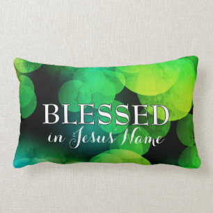 Coussin Rectangle BÉNÉFICIÉ Green Bokeh élégant Personnalisable