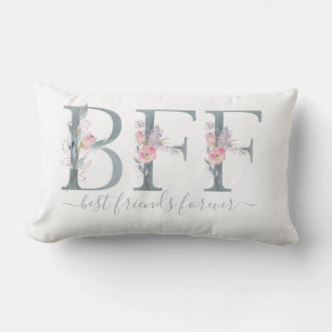 Coussin Rectangle BFF Best Friends Forever Citation Florale Typograp