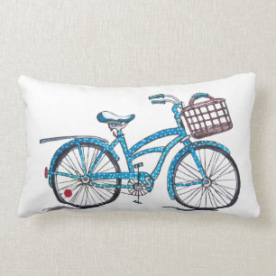 Coussin Rectangle Bicyclette de point de polka d'aquarelle
