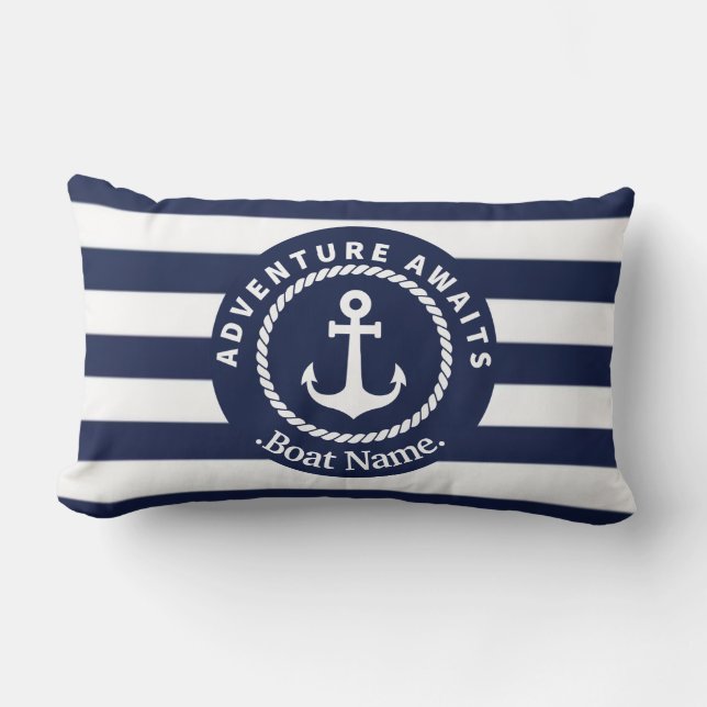 Coussin Rectangle Bienvenue À Bord. Nom du bateau. (Recto)