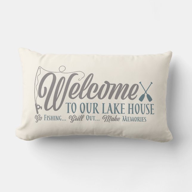 Coussin Rectangle Bienvenue à Our Lake House (Recto)