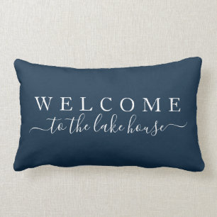 Coussin Rectangle Bienvenue au Lake House Navy Blue