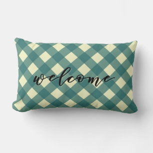 COUSSIN RECTANGLE BIENVENUE - EN VICHY TURQUOISE