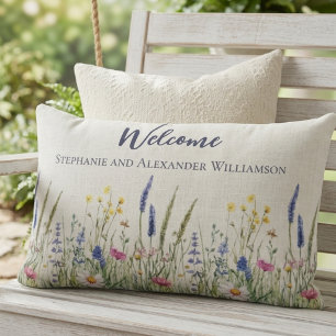 Coussin Rectangle Bienvenue Famille Prairie Botanique Fleur Sauvage