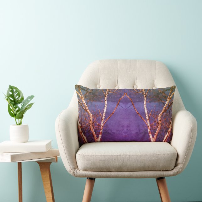 Coussin Rectangle Birch Tree blanc contre le ciel bleu Art Abstrait (Chaise)