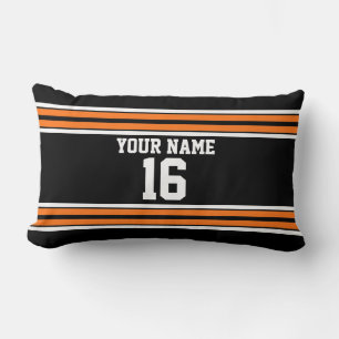 Coussin Rectangle Black avec Orange White Stripes Team Jersey