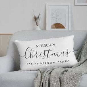 Coussin Rectangle Black Buffalo Check Joyeux Noël Nom de famille