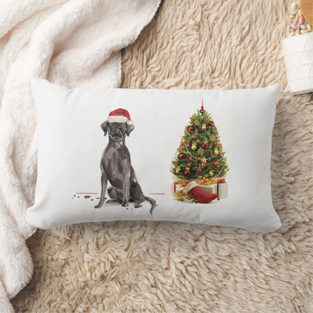 Coussin Rectangle Black Lab Funny Chien de Noël et arbre (Couverture)