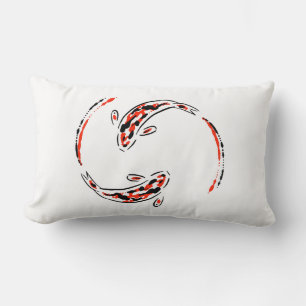 Coussin Rectangle Black & Red Japanese Koi Fish Artistic