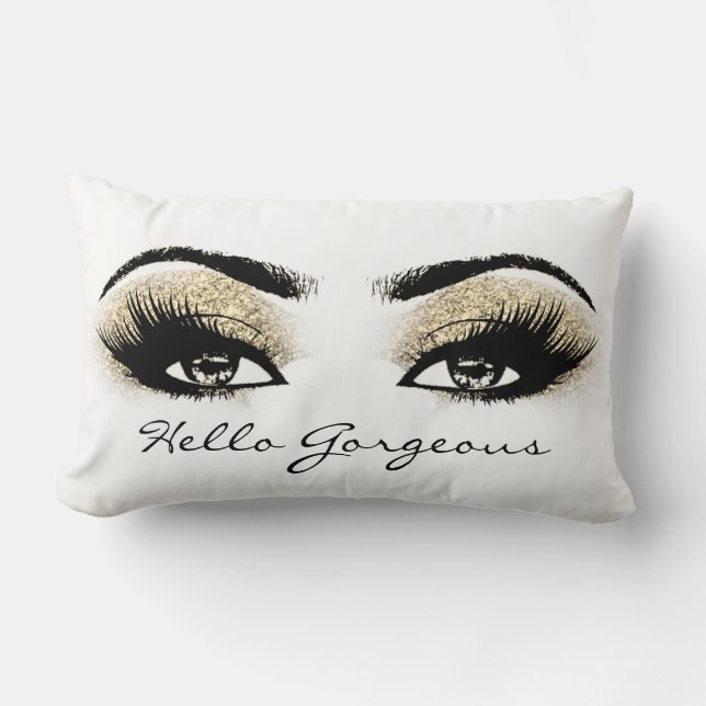 Coussin Rectangle Black White Gold Yeux Lash de maquillage Bonjour m (Recto)