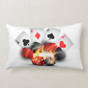 Coussin Rectangle Blanc de casino de tisonnier de flamme
