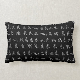 Coussin Rectangle Blanc de //d'alphabet de langue des signes sur