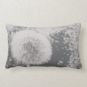 Coussin Rectangle Blanc gris de fleur abstraite florale moderne de