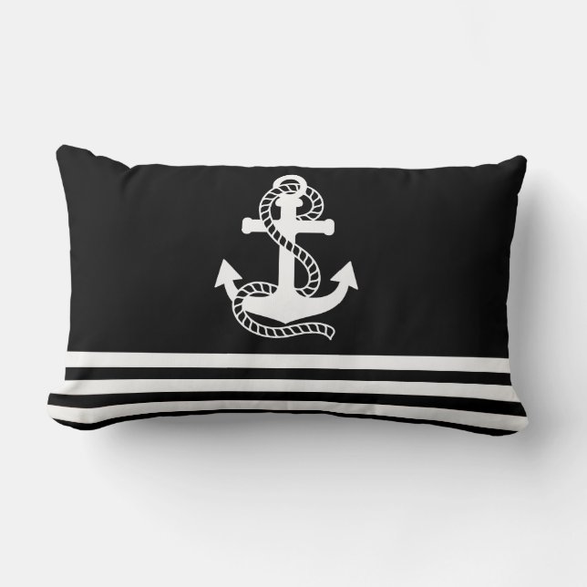 Coussin Rectangle Blancs noirs et Ancre noire (Recto)