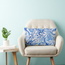 Bleu Bleu Blanc Floral Paisley Art Motif