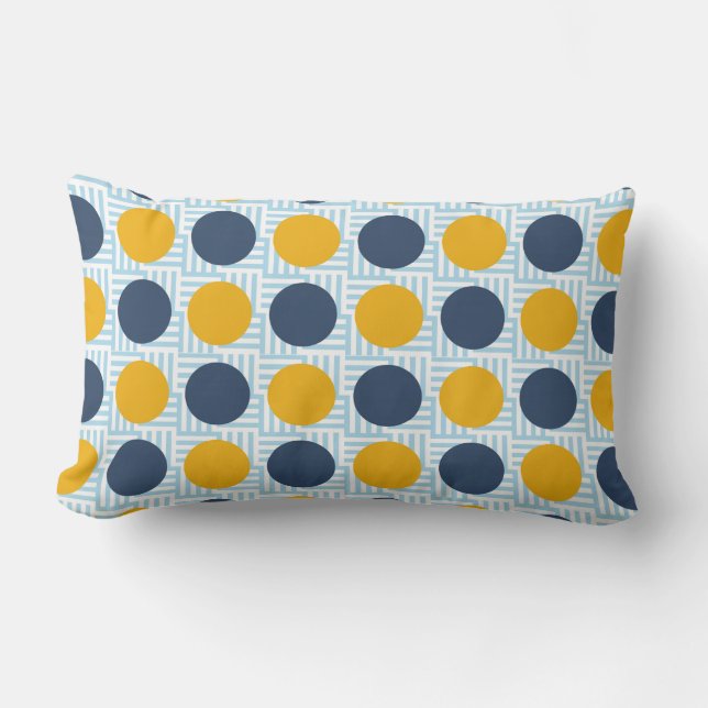 Coussin Rectangle Bleu bleu jaune Polka point (Recto)