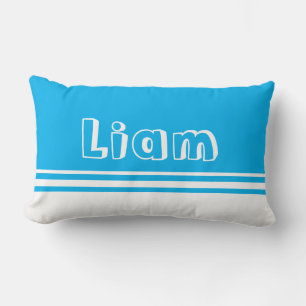 Coussin Rectangle Bleu clair et blanc Nom Lecture Nook