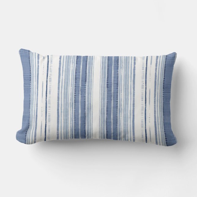 Coussin Rectangle Bleu côtier Blanc rayé (Recto)