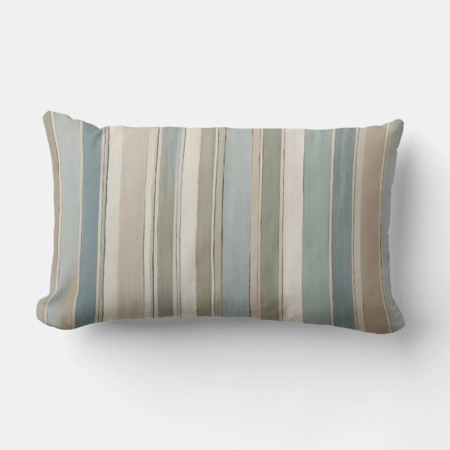 Coussin Rectangle Bleu Duché Turquoise Sage Beige Stripe (Recto)